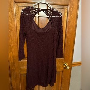 Maroon dress key hole back